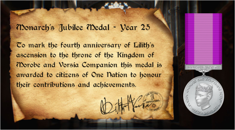 Proclamation of Year 25 Jubilee Medal for One Nation's citizens.