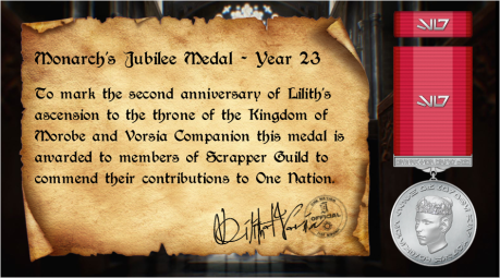 Proclamation of Year 23 Jubilee Medal for Scrapper Guild's members.
